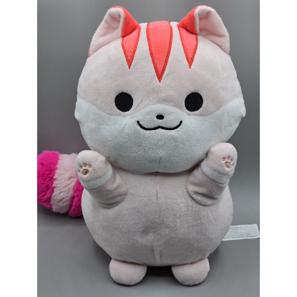 Honeymaru KitCat Mochi Kawaii Pink Kitty Cat Plush Anime Furry Striped Tail 11" - Picture 2 of 10